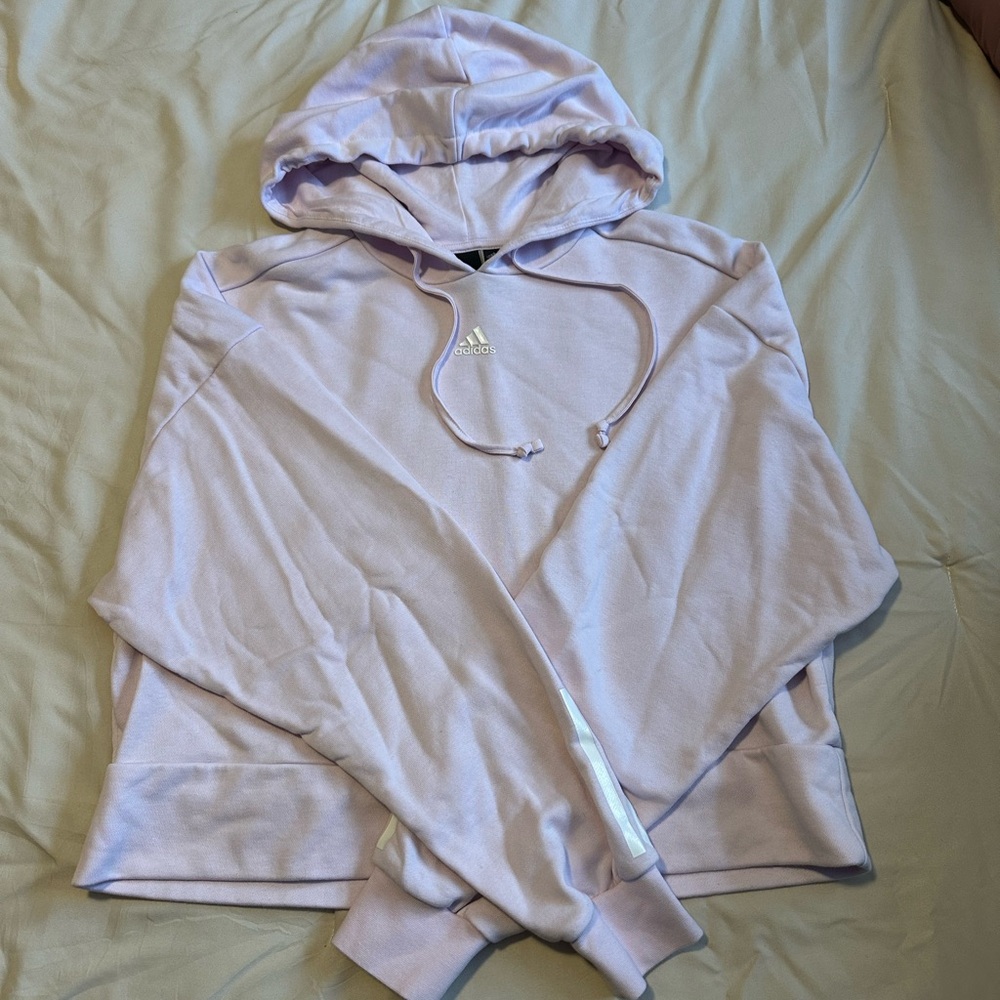 Pink Cropped Adidas Hoodie